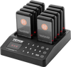 VEVOR Restaurant Pager System, Wireless 400m Long Range Lineup Waiting Queue Signal, Guest Customer Calling Beepers with Vibration & Flashing, 10 Buzzers for Food Truck, Church, Nursery, Hospital