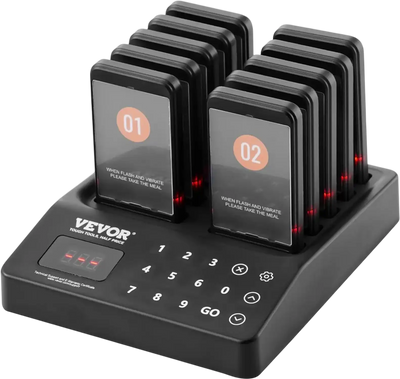 Vevor Restaurant Pager System Wireless Guest Calling Beepers with 10 Buzzers New
