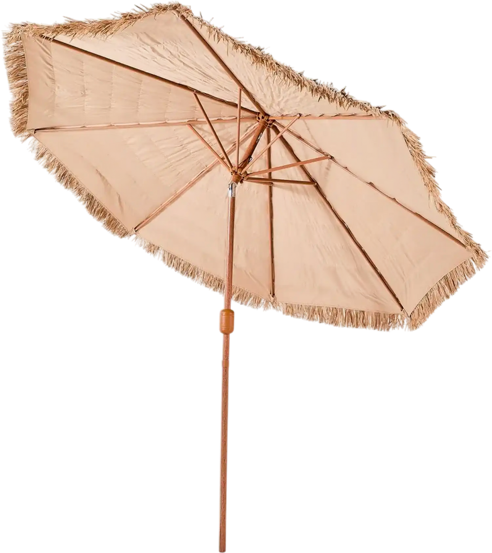 VEVOR Tiki Umbrella, 9 ft Thatched Patio Umbrella with Tilt, Hawaiian Style Beach Parasol with Durable PP Thatch and 8 Metal Ribs, Grass Pool Umbrellas for Beach, Patio, Poolside, Backyard & Garden