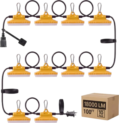 Vevor Construction String Lights 100' 150W LED Temporary Jobsite Lighting 10 Bulbs 2-Pack New