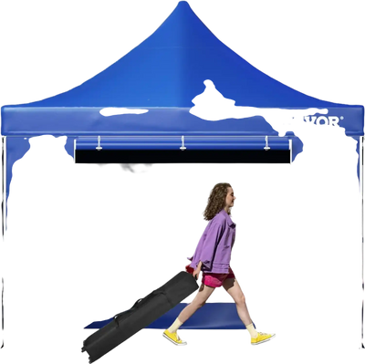 Vevor Canopy Tent 10' x 10' Pop Up Gazebo with Sidewalls Blue New