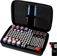 VEVOR Battery Organizer Storage Box, Battery Case Bag with Tester BT-168, Waterproof Batteries Organizer Storage Case with Zipper, Holds 167 Batteries AA AAA C D 9V Button, Black (Box Only)