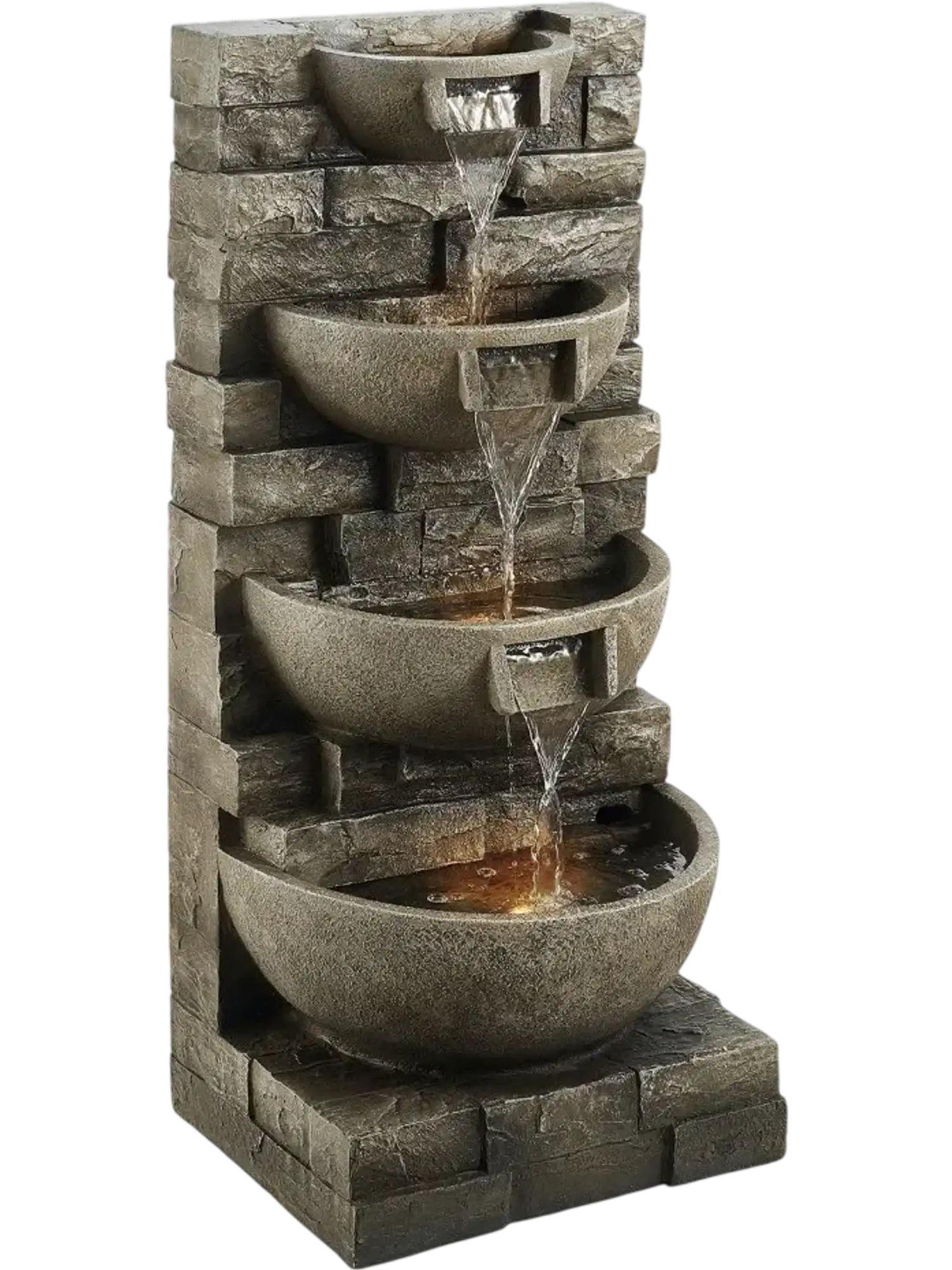 Vevor Outdoor Water Fountain 4-Tier LED Block Stack Style New