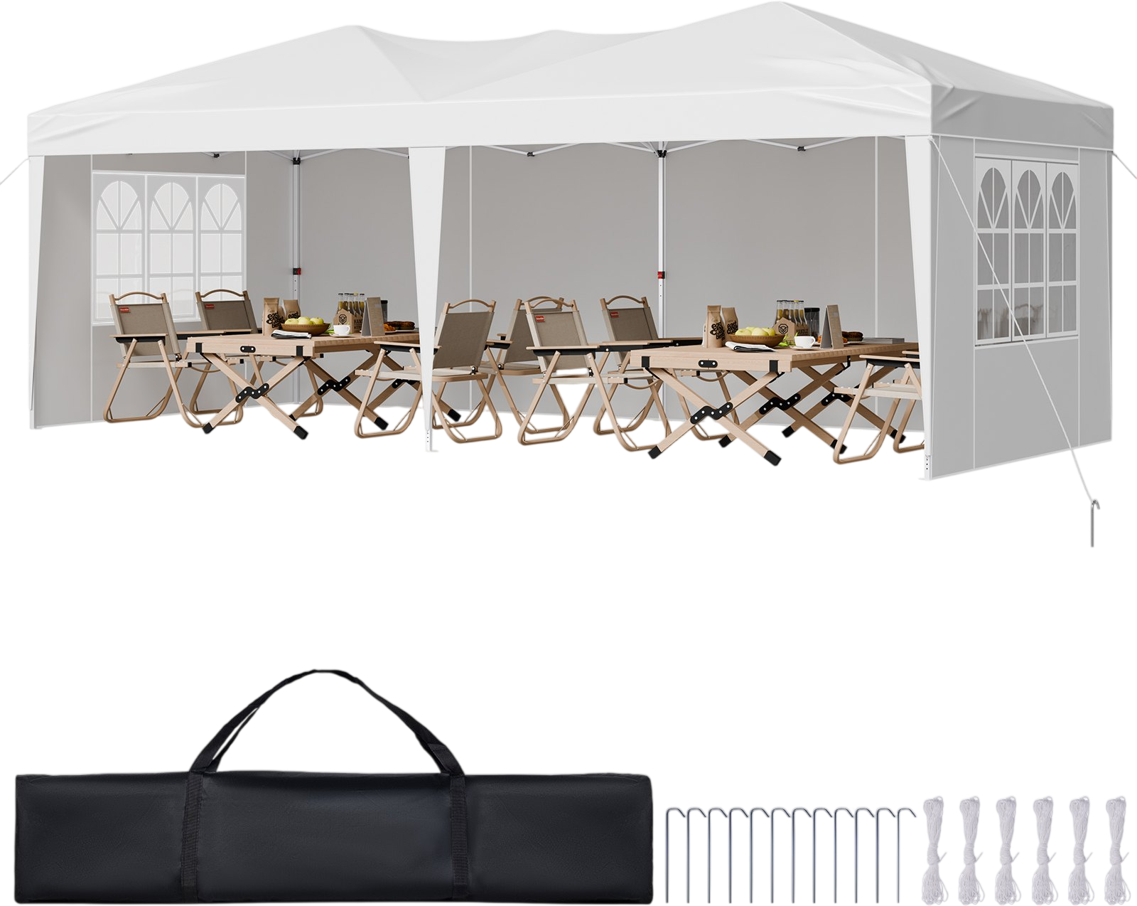 Vevor Pop Up Canopy 10 x 20 ft. Instant Gazebo with 3 Sidewalls 2 Windows Height Adjustable New