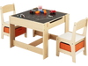 VEVOR Kids Table and 2 Chairs Set, Toddler Table and Chair Set with Storage Space under the Table, Cloth Storage Box under the Chairs, Wooden Desk for Art, Craft, Reading, Learning, Drawing, Burlywood