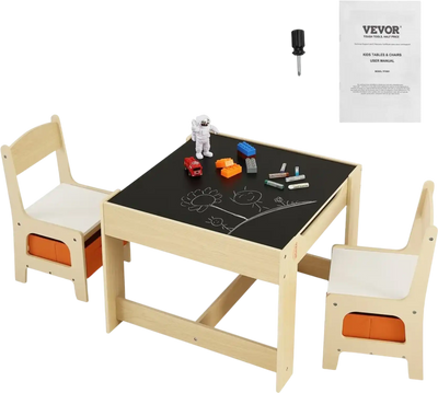 Vevor Kids Table and Chair Set Wooden Activity Play Table with Storage New