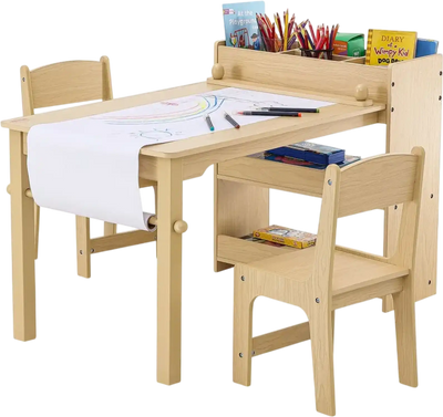 Vevor Kids Art Table and 2 Chairs with Cabinet New