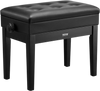 VEVOR Piano Bench, 22" x 13" x 19.3", Keyboard Piano Chair with 19.3"-22.8" Adjustable Height, Padded Cushion, Storage Compartment for Music Books, Wooden Piano Stool Seat, for Vanity, Living Room