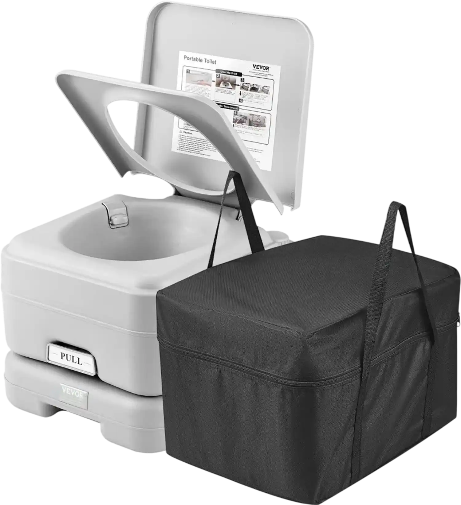 Vevor Portable Toilet Camping Flush Commode with Carry Bag New