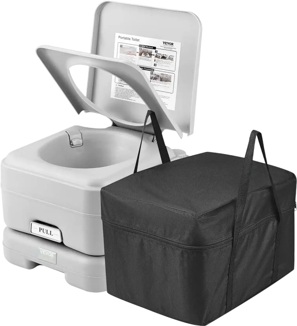 VEVOR Portable Toilet for Camping with Carry Bag, RV Toilet with 3.2 Gal Waste Tank, Push-Button Pressurized Flush Commode, Leak-proof and Odourless Travel Toilet for Adults Kids Camping Car