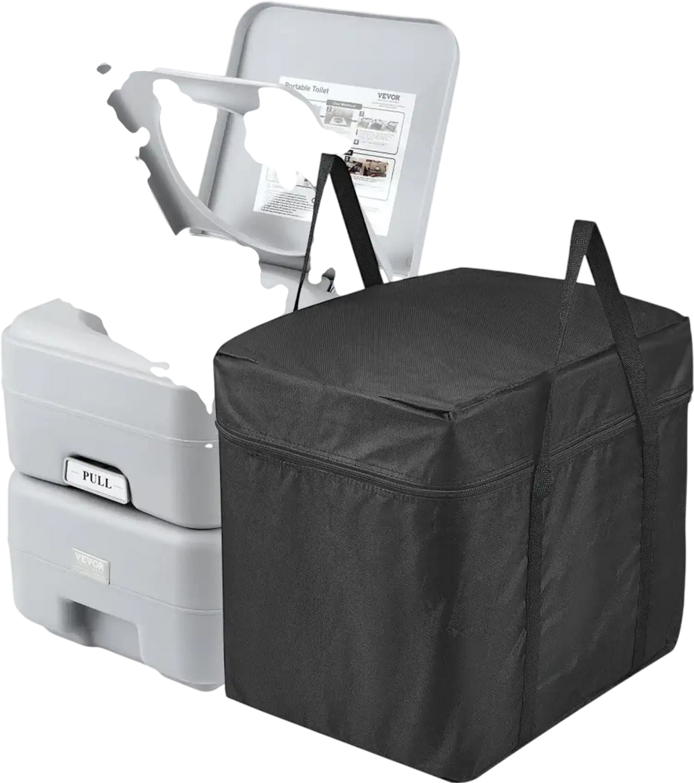 VEVOR Portable Toilet for Camping, Porta Potty with Carry Bag, 5.3 Gal Waste Tank & 3.2 Gal Flush Tank, Push-Button Pressurized Flush Commode, Leak-proof and Odourless Travel Toilet for Camping Car