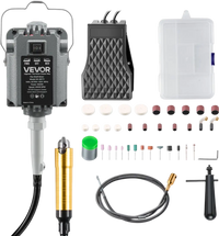 VEVOR Flex Shaft Grinder, 1000W 30000RPM Electric Flex Shaft Rotary Tool, Foot-Pedal Control Hanging Carver Grinder with 74PCS Accessory Kit for Sanding Buffing Polishing Cutting
