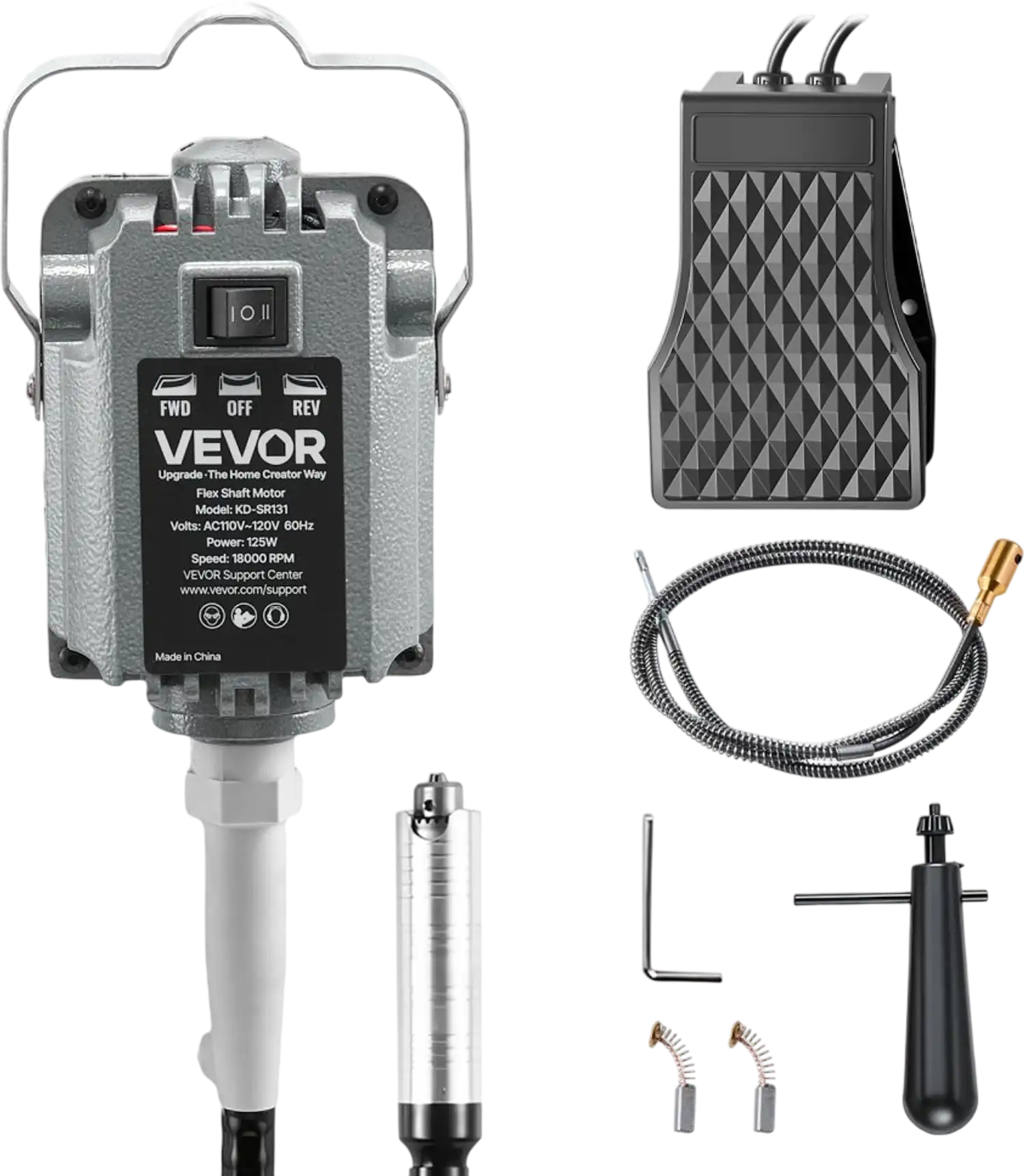 Vevor Flex Shaft Grinder Rotary Tool with Foot Pedal 125W 18000 RPM New