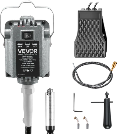 VEVOR Flex Shaft Grinder, 125W 18000RPM Electric Flex Shaft Rotary Tool, Foot Pedal Control Hanging Carver Grinder with Forward-Reverse Rotation for Carving Buffing Engraving Polishing