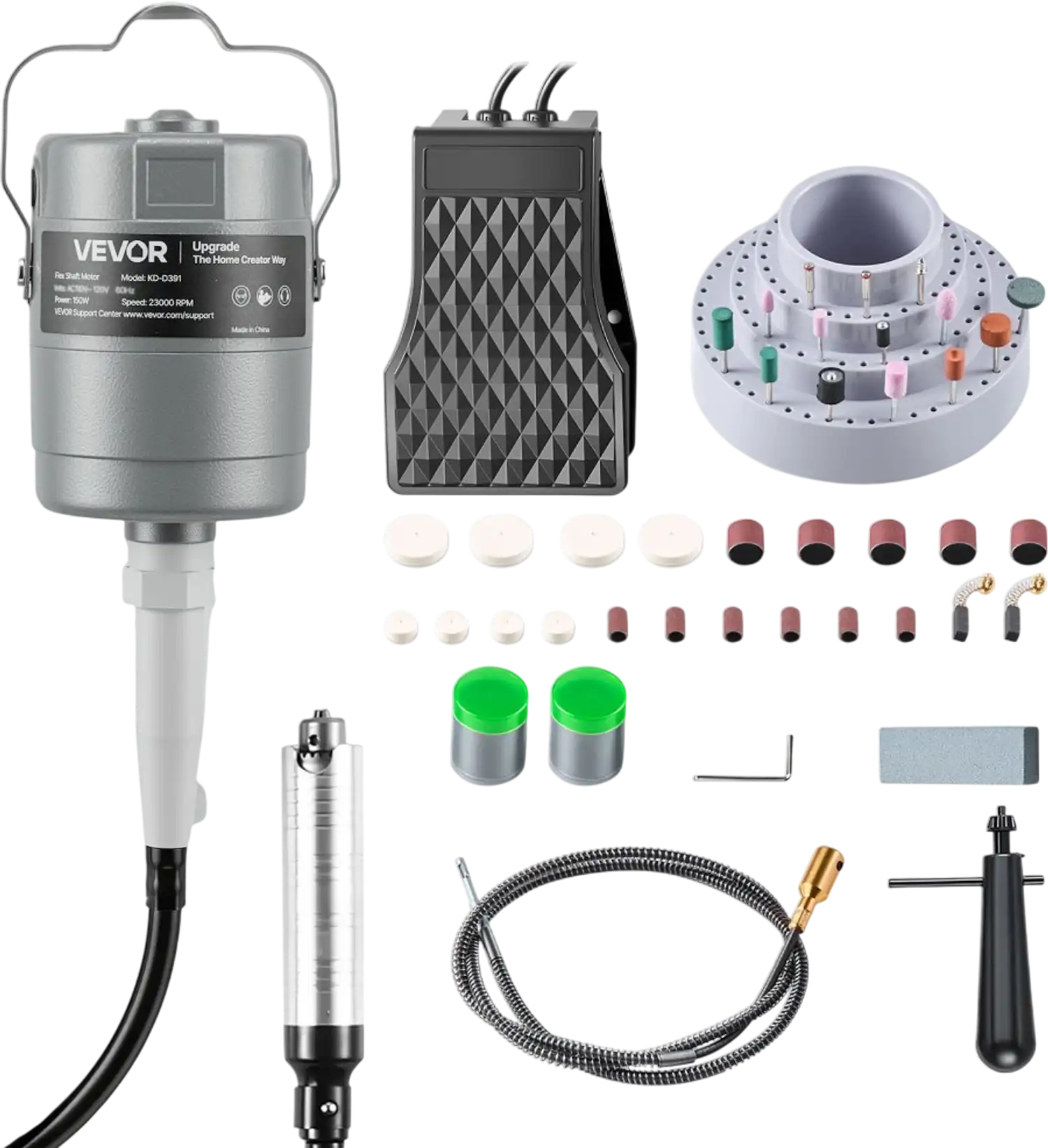 Vevor Flex Shaft Grinder 150W 23000 RPM Rotary Tool with 112-Pc Accessory Kit New
