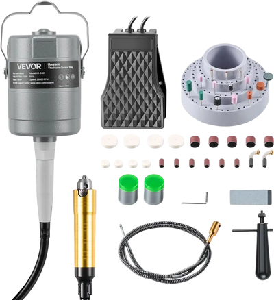 VEVOR Flex Shaft Grinder, 780W 25000RPM Electric Flex Shaft Rotary Tool, Foot-Pedal Control Hanging Carver Grinder with 112PCS Accessory Kit for Sanding Buffing Polishing Cutting