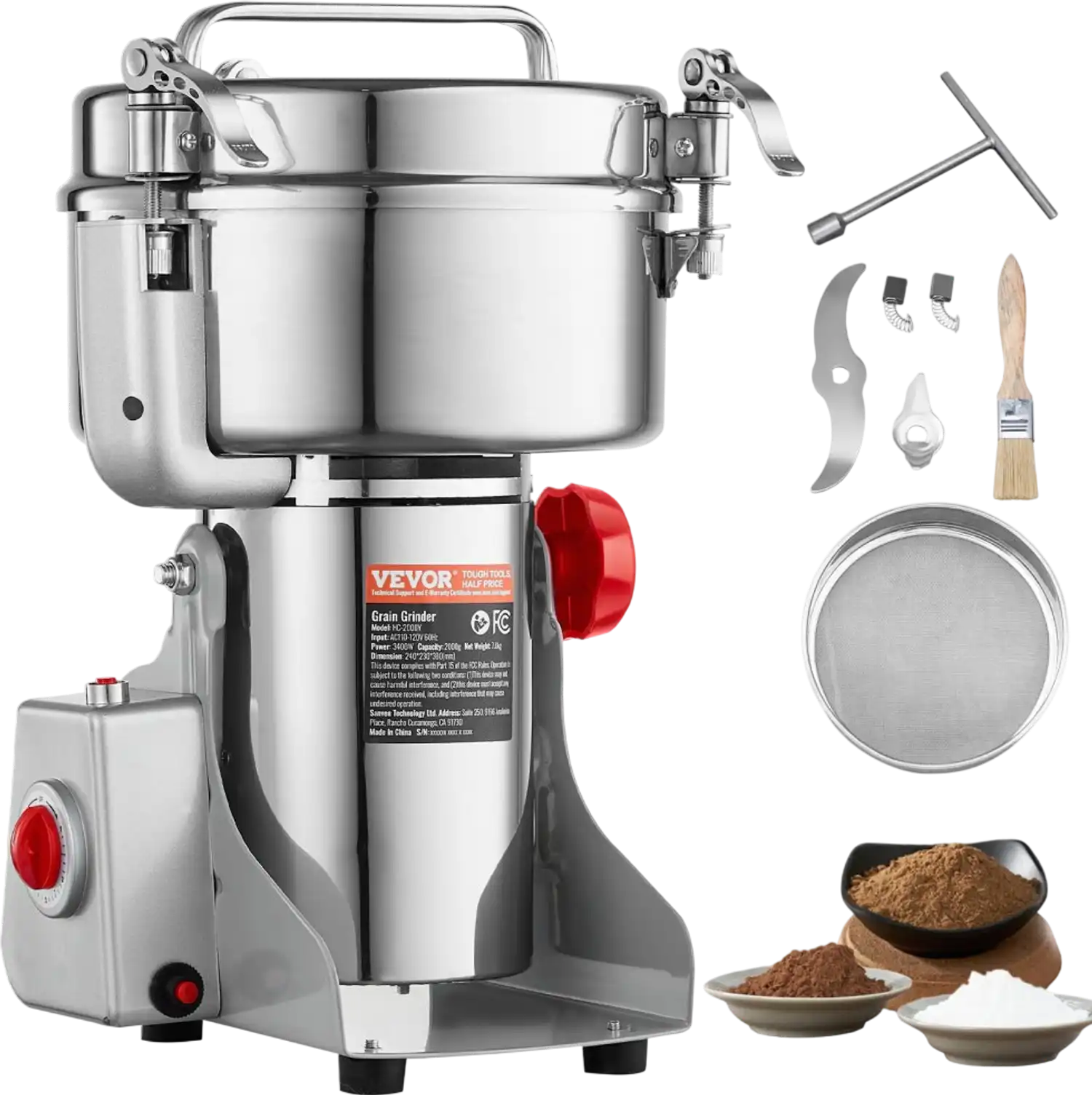 Vevor Grain Grinder 2000g High-Speed Commercial Spice Mill New