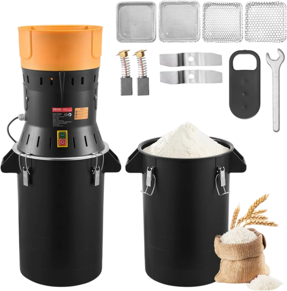 VEVOR Electric Grain Mill Grinder, 600W High Power Commercial Spice Grinder, 6.6 Gal Pulverizer Powder Machine with Galvanized Sharp Blades, for Dry Grains, Spices, Cereals, Coffee, Corn & Pepper