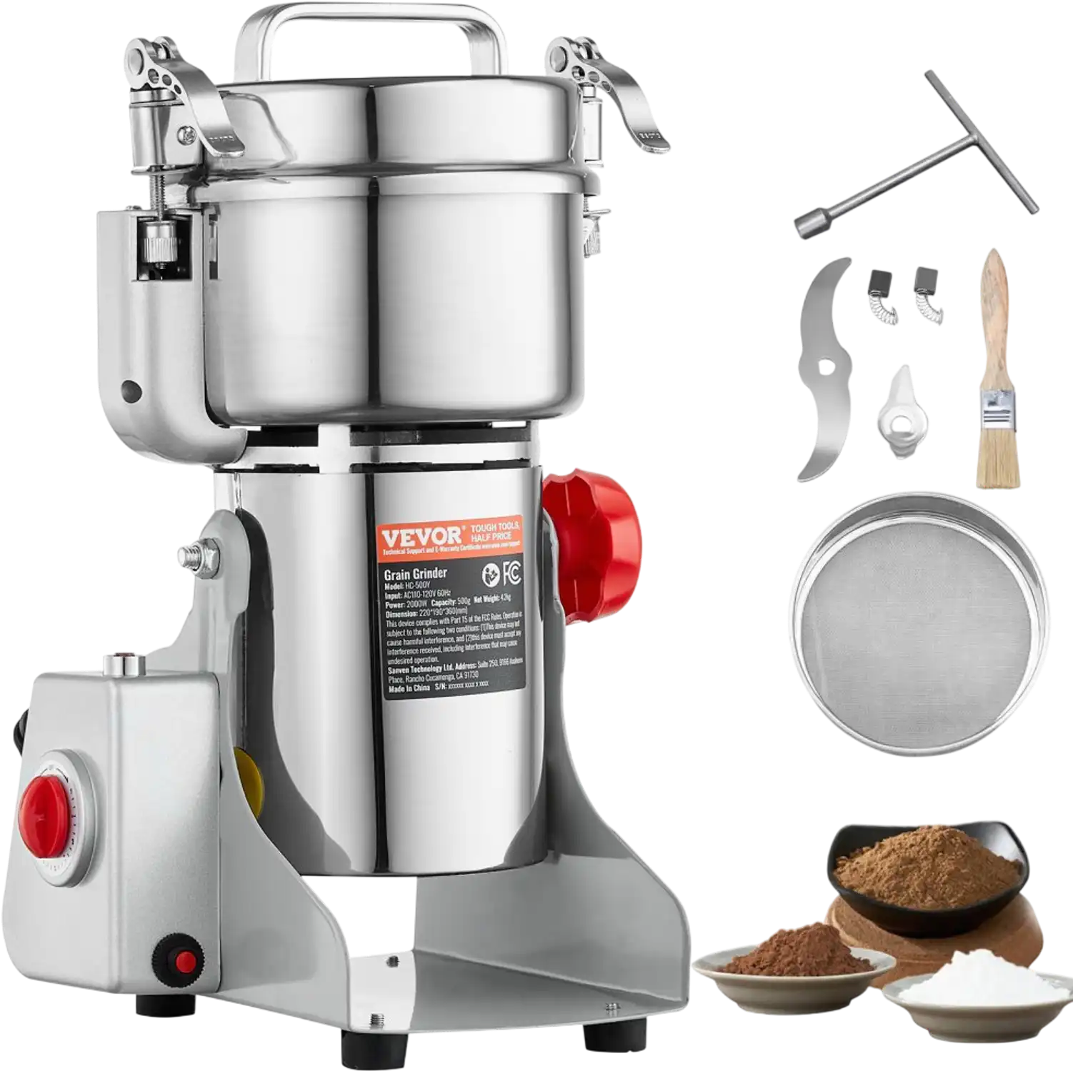 Vevor Grain Mill Grinder 500g 2000W High-Speed Swing Type New
