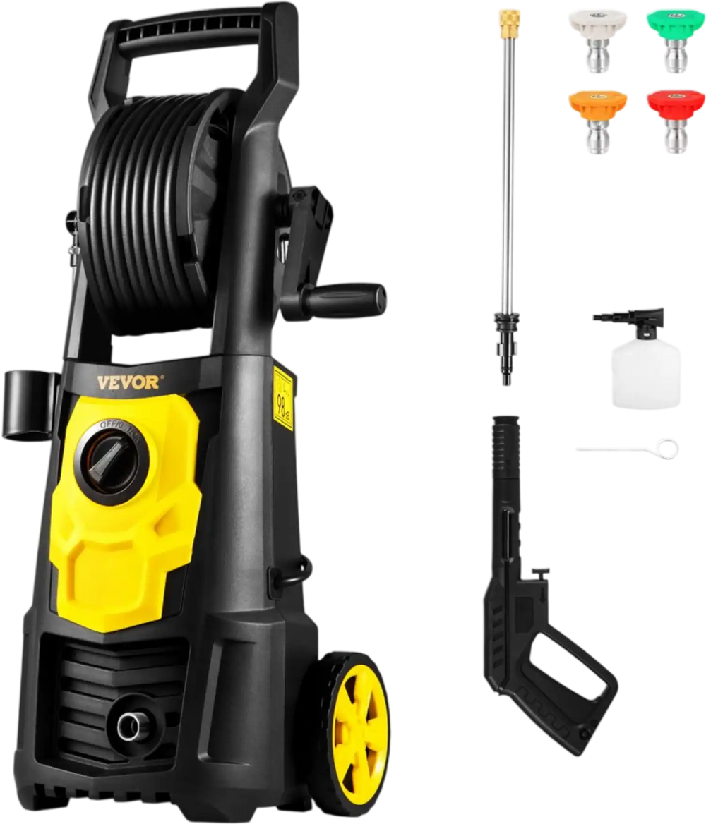 VEVOR Electric Pressure Washer, 2000 PSI, Max. 1.76 GPM Power Washer with 30 ft Hose, 5 Quick Connect Nozzles, Foam Cannon, Portable to Clean Patios, Cars, Fences, Driveways, ETL Listed
