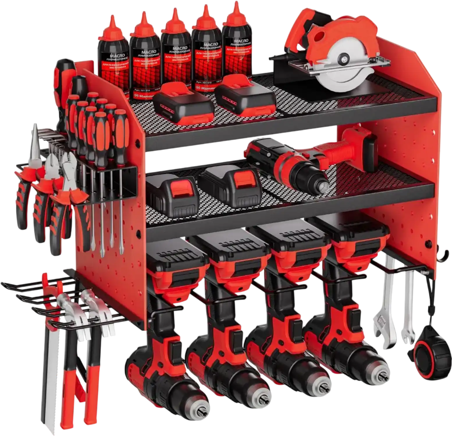 Vevor Power Tool Organizer Wall Mount 3-Tier Storage Rack with 4 Drill Holders New