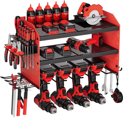 Vevor Power Tool Organizer Wall Mount 3-Tier Storage Rack with 4 Drill Holders New