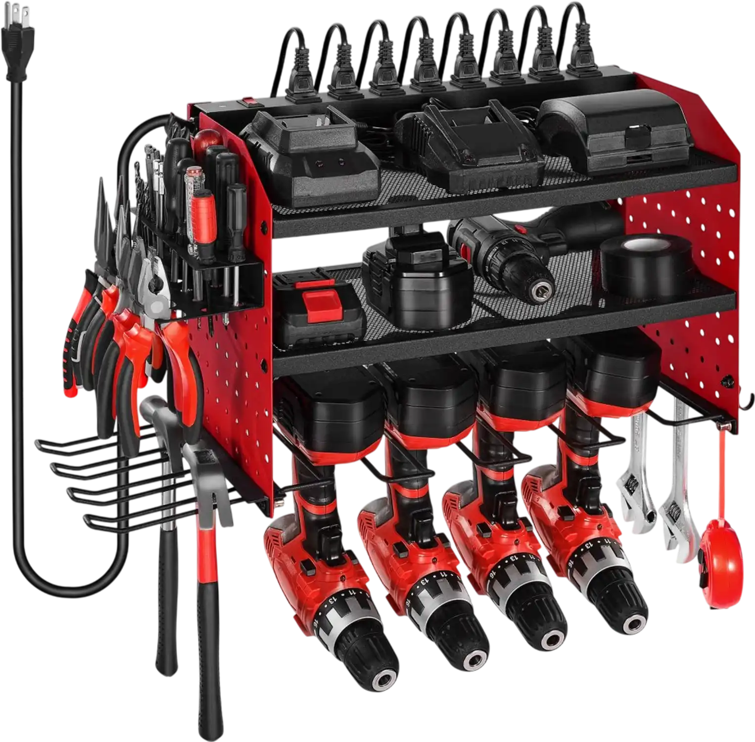 Vevor Power Tool Organizer 3-Tier Wall-Mounted Drill Storage Rack with Charging Station New