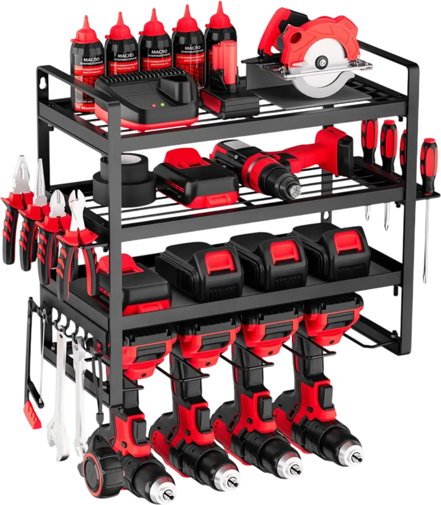 Vevor Power Tool Organizer Wall Mount 4-Layer Drill Storage Rack New