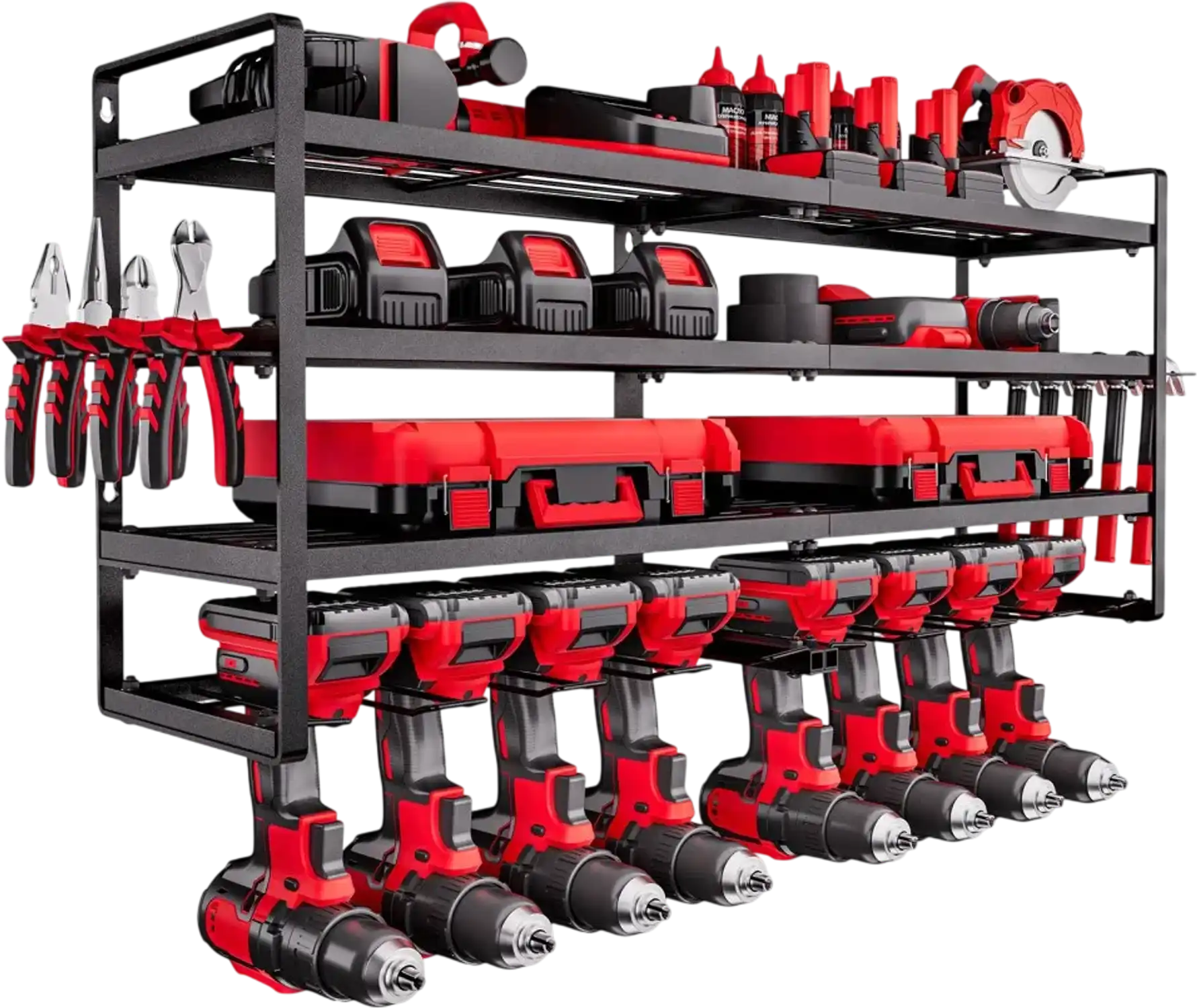 Vevor Power Tool Organizer 4-Layer Wall Mount Rack with 8 Drill Holders New