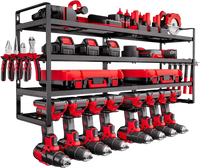 VEVOR Power Tool Organizer Wall Mount, 4-Layer Storage Rack with 8 Drill Holders, Tools Holder and Storage Rack with Screwdriver Holder, Garage Tool Organizer for Garage, Workbench, and Workshop