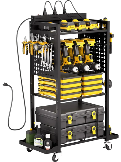 Vevor Tool Cart 4-Tier Rolling Organizer with Charging Station New