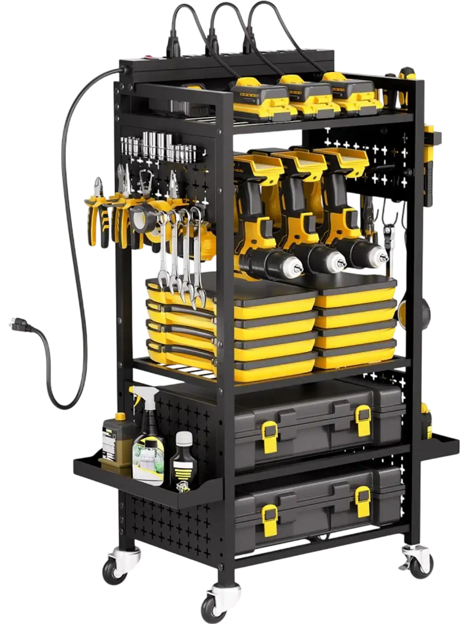 Vevor Tool Organizer Cart 5-Tier Rolling Garage Storage Cart with Charging Station New