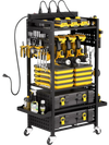 VEVOR 5-tier Tool Organizer Cart with Charging Station, 8 AC Outlet, Floor Stand Rolling Drill Holder and Tool Battery Storage Rack on Wheels, Garage Floor Rolling Storage Cart for Workshop, Garage