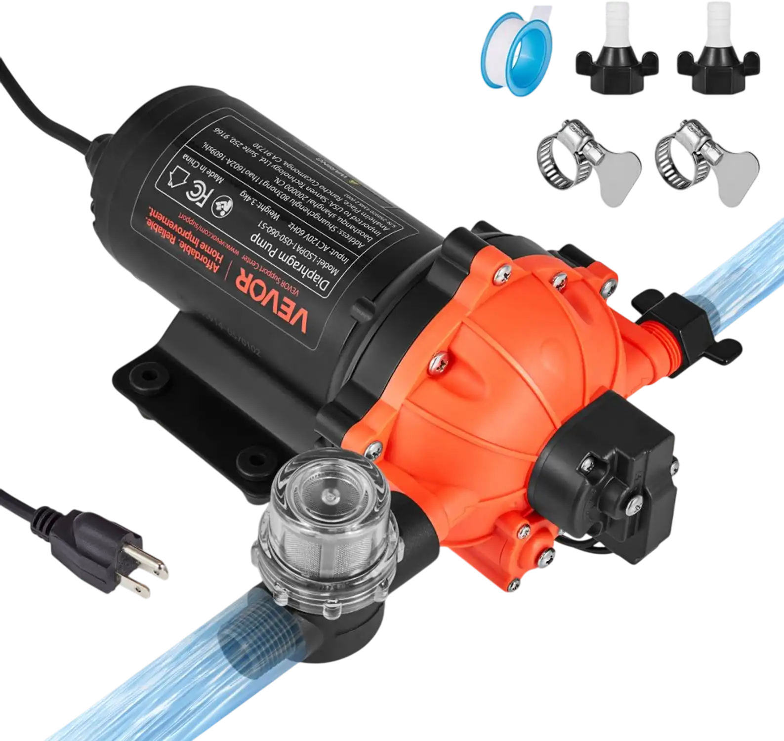 Vevor Diaphragm Water Pump 110V AC 5 GPM 60 PSI On-Demand New