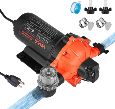 VEVOR Water Pressure Pump, 110V AC 5 GPM, 5-Chamber On Demand Electric Diaphragm Water Transfer Pump, 60 PSI Max Pressure, Automatic Pressure Switch, for Home Kitchen Garden Irrigation Car Washing