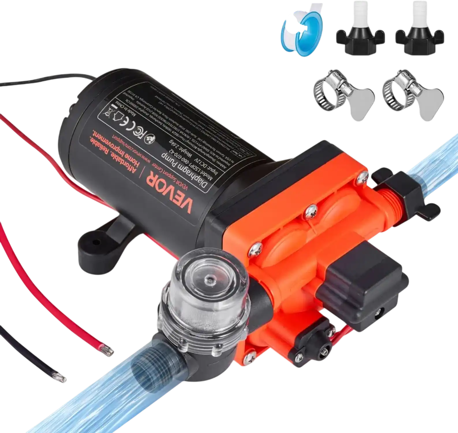 Vevor Diaphragm Water Pump 12V DC 6 GPM Self-Priming 70 PSI New