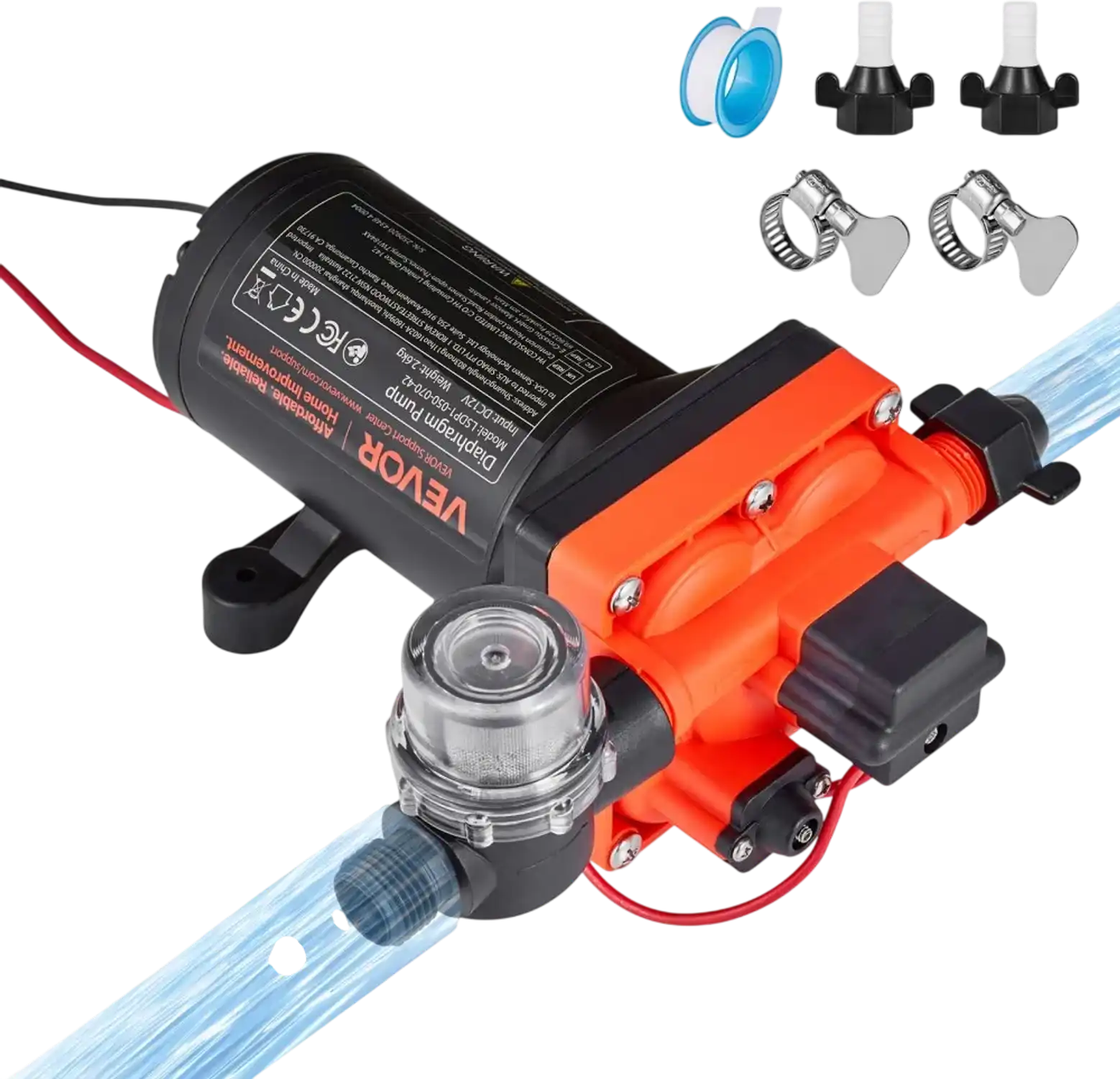 Vevor Diaphragm Water Pump 12V 5 GPM 70 PSI New