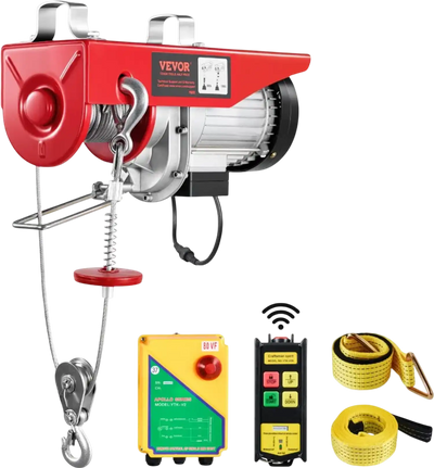 VEVOR Electric Hoist, 1760 lbs 120V Electric Winch with 328 ft Wireless Remote Control, 40 ft Single Cable Lifting Height, Single/Double Slings, Emergency Stop, Lift Hoist for Garage Warehouse Factory