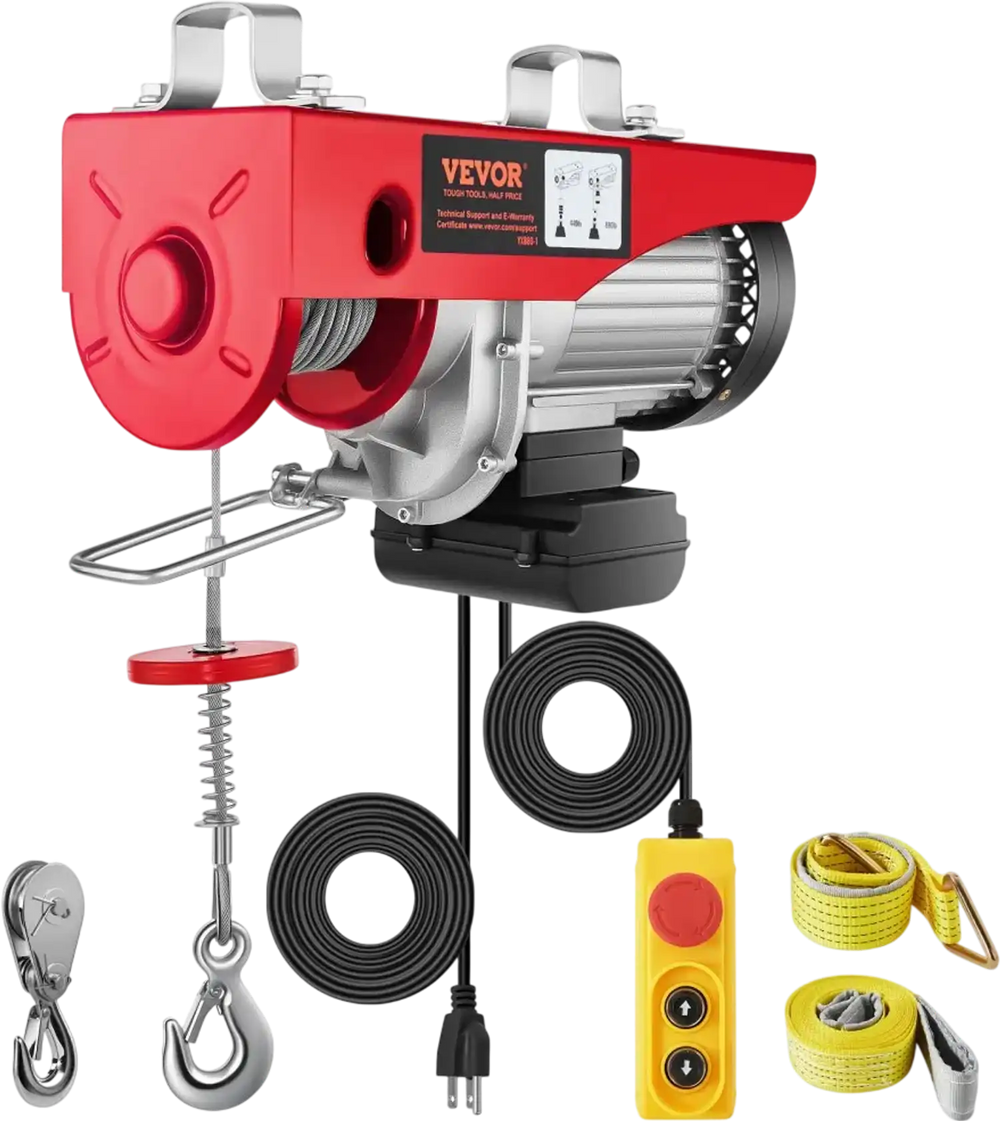 VEVOR 880lbs Electric Hoist with 14ft Wired Remote Control, 110V Electric Hoist Attic Lift 20-40 FT Lifting Height for Garage Attic Warehouse Factory