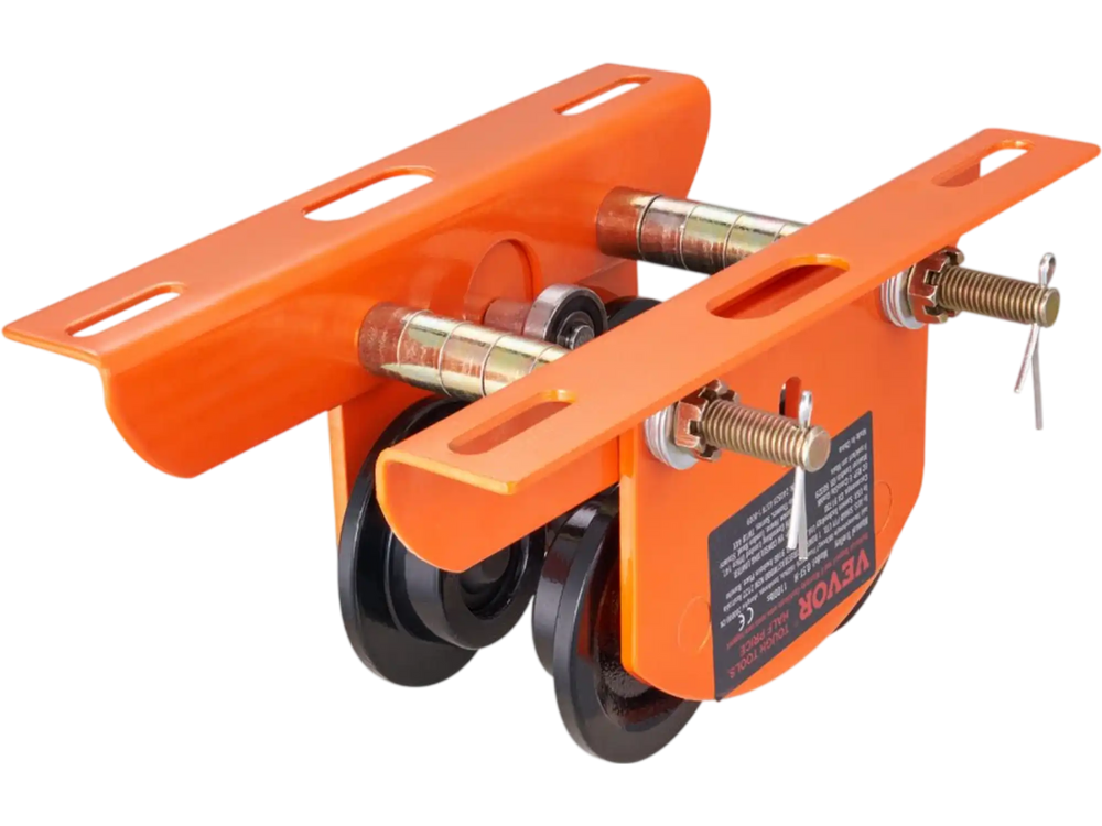 VEVOR Electric Hoist Manual Trolley, 1100 lbs/0.5 Ton Capacity for PA200 PA250 PA300 PA400 PA500, Push Beam Trolley with Dual Wheels, 2.36"-4.72" Adjustable Flange Width for Straight Curved I Beam