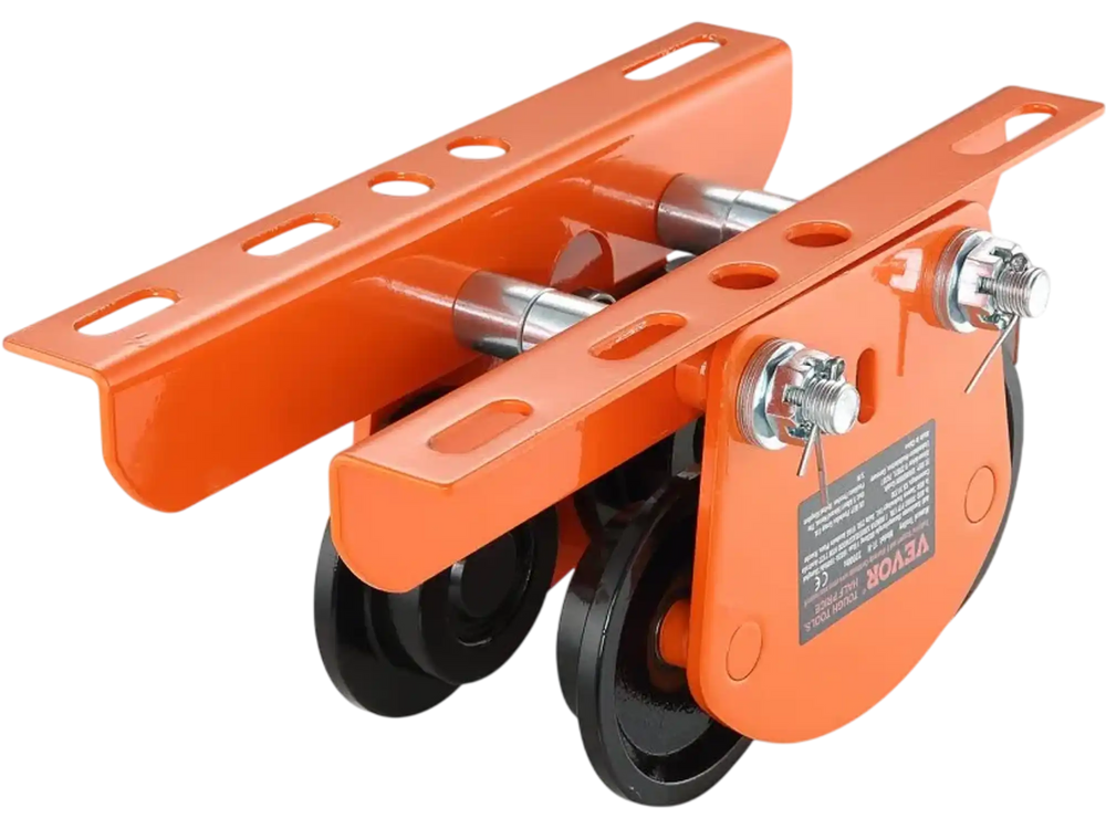 VEVOR Electric Hoist Manual Trolley, 2200 lbs/1 Ton Capacity for PA200 PA250 PA300 PA400 PA500, Push Beam Trolley with Dual Wheels, 2.68"-4.33" Adjustable Beam Flange Width for Straight Curved I Beam