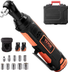 VEVOR 3/8" Cordless Electric Ratchet Wrench Set, 12V 33 Ft-lbs Power Ratchet Tool Kit, 45-Min Fast Charge, 2-Pack 2.0Ah Battery, Built-in LED Light, Variable Speed Trigger, 10 Sockets