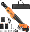 VEVOR Cordless Ratchet Wrench, 3/8 inch Drive, 230 RPM, up to 88 ft-lbs of Torque, Battery Powered Electric Ratchet Wrench Set with Two 2.0Ah Batteries, Charger, Sockets, Adaptors and Cloth Bag