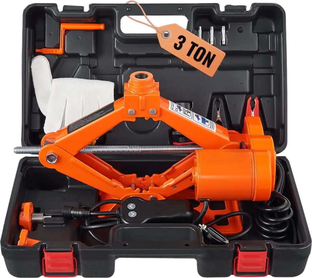 VEVOR Electric Car Jack, 3 Tons /6600 lbs Scissor Jack, 12V Electric Automatic Jack with Double Saddles and Remote Control, Portable Car Jack for Sedan, SUV, Truck Tire Change