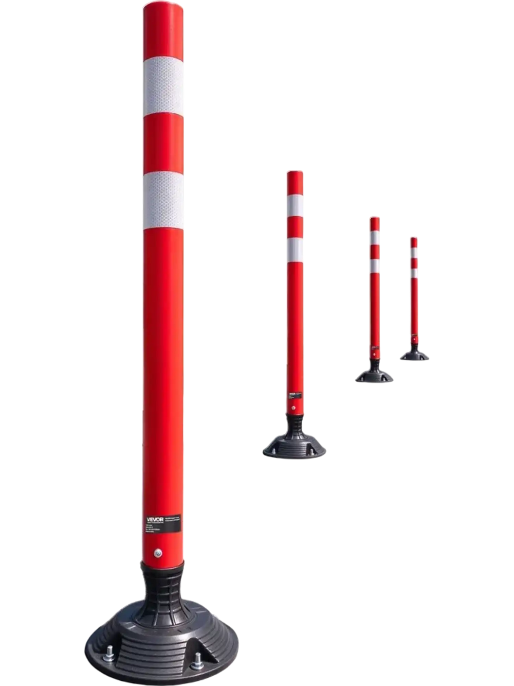 VEVOR Traffic Cones Delineator Posts, 48 Inch 8-Pack Orange Safety Post Cones with 4-Point Fixed Base & Reflective Strips for Parking Lots, Traffic Control, Road Safety, Construction Zones