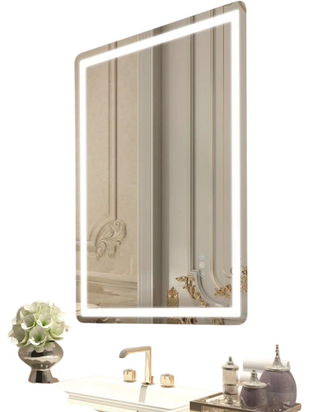 VEVOR LED Bathroom Mirror, 28" x 36" LED Bathroom Vanity Mirror with Frontlit and Backlit, Anti-Fog Memory Mirror with Lights, Stepless 3 Colors Temperature Dimmable Bathroom Mirror, Wall Mounted
