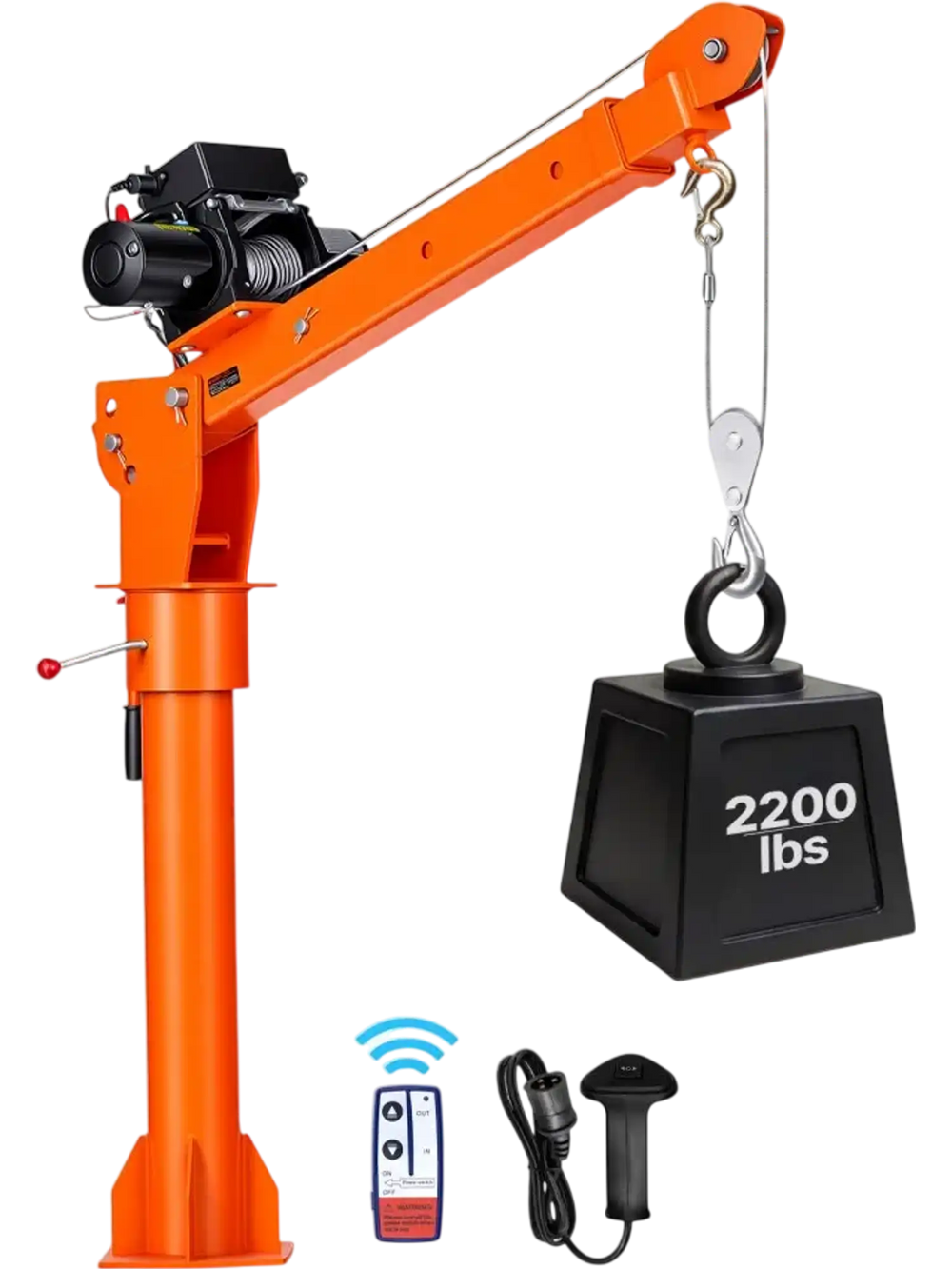 VEVOR Electric Truck Crane, 2200 lbs Pickup Truck Crane with 12V 6000 lbs Electric Winch, 360° Rotating Telescopic Boom, Premium Galvanized Steel, Foldable Pickup Bed Jib for Machine Lumber Lifting
