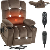 VEVOR Power Lift Recliner Chair, Dual Motor, Large Electric Lift Chair with Heat and Massage for Elderly, Infinite Position Adjustment, Velvet Fabric, with Side and Front Pockets, Cup Holders, Brown