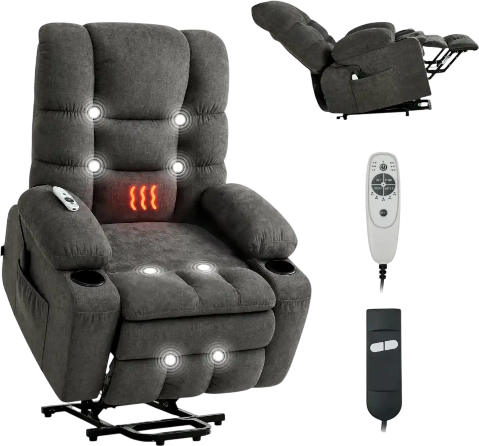 Vevor Power Lift Recliner Chair Heat and Massage Dark Gray New