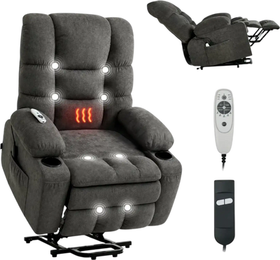 Vevor Power Lift Recliner Chair Heat and Massage Dark Gray New